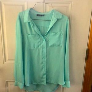 Apt 9 M Long sleeved turquoise button down blouse
